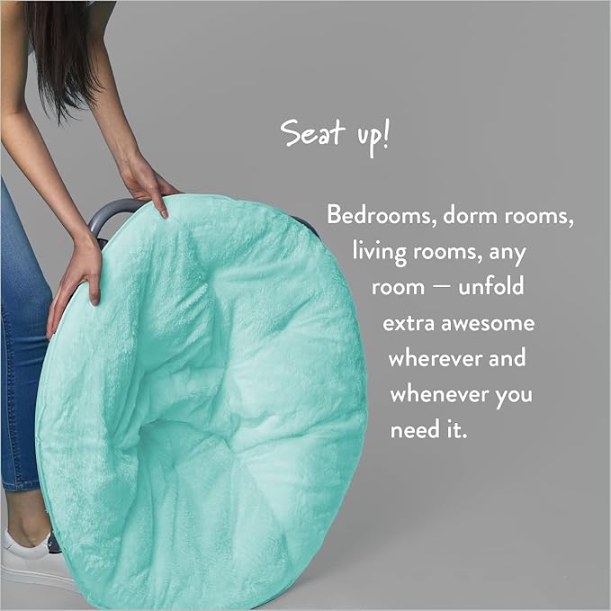 Urban Home [Brand] Soft Plush Faux Fur Round Accent Chair Modern Living Room Seating Comfortable Lightweight Elegant Aqua Blue