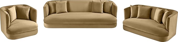 Meridian Furniture 699Camel-L Alder Collection Modern | Contemporary Loveseat with Ultra Luxe Camel 460 GSM Velvet Solid Wood Frame 66 W x 36 D x 30 H Camel