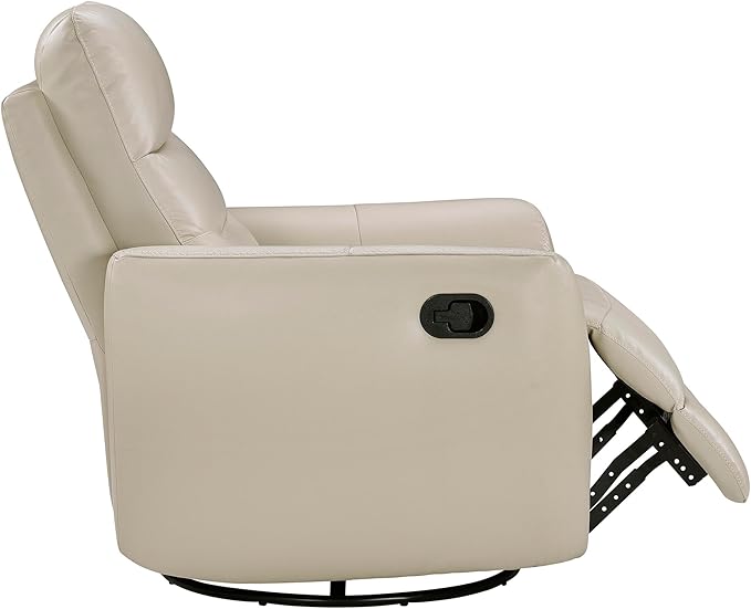 Lexicon 360 Degree Swivel Glider Reclining Chair Manual Tab Pull Recliner Leather Match Swivel Glider Recliner with Plush Foam Sturdy Frame for Living Room/Office/Bedroom Taupe