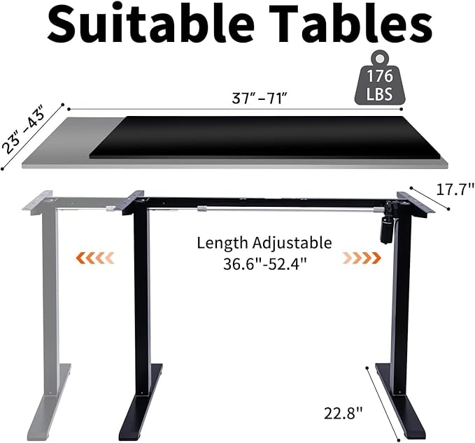 Electric Standing Desk Frame3 Memory Height Adjustable Table Legs Up to 47.2Ergonomic Standing Desk Base Workstation for Home Office Black Frame Only
