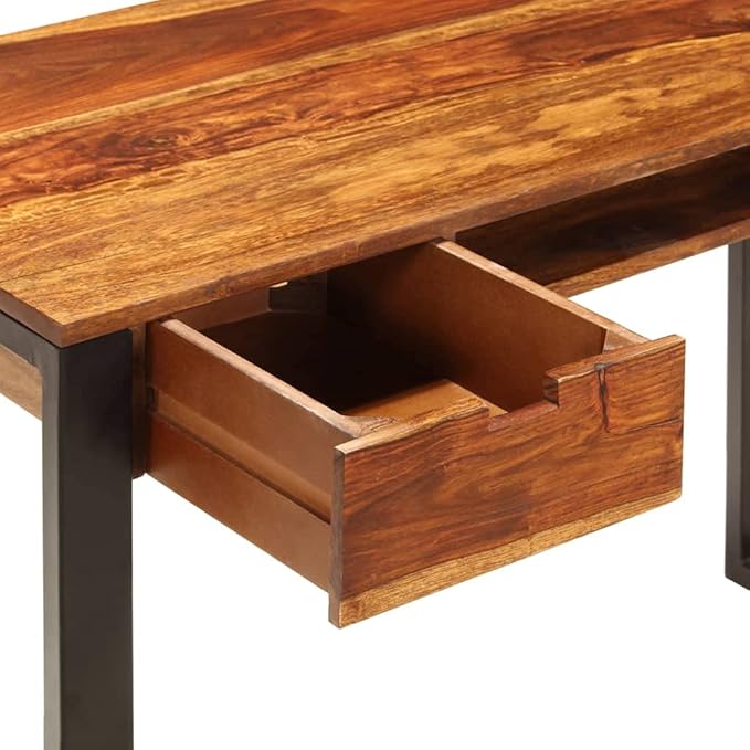 Home Office Desks Computer DeskModern Simple Style Home Office 43.3x21.7x30.7 Solid Sheesham Wood and Steel