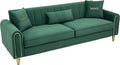 Modern 3-Seaters Velvet Sofa Upholstered Couch with Pillows and Gold Metal Legs for Living Room Office Apartment (Green)