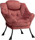 HollyHOME Lazy Chair with Armrest and Side Pocket Comfy Accent Lounge ChairLeisure Sofa Armchair for Living Room Bedroom Dorm or Small Spaces Oversized Reading Sofa ChairVelvet Dusty Rose