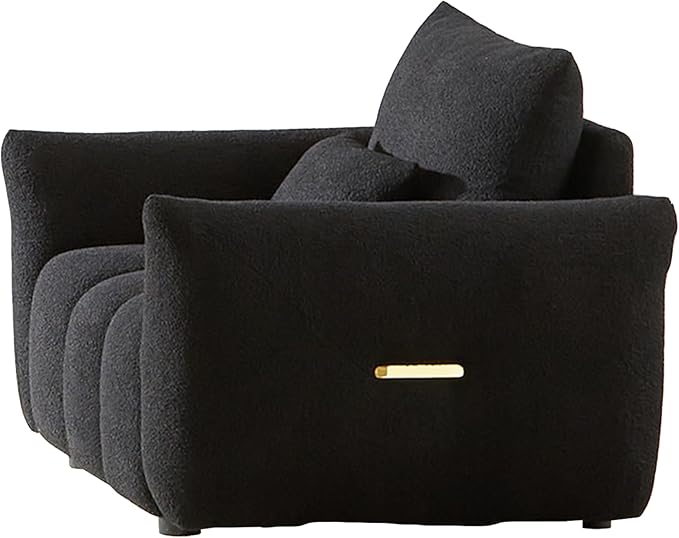 39.7''Teddy Fabric Sofa Modern Lounge Chair Upholstered with One Pillow for Apartment Office Living Room and Bedroom (Black#086)