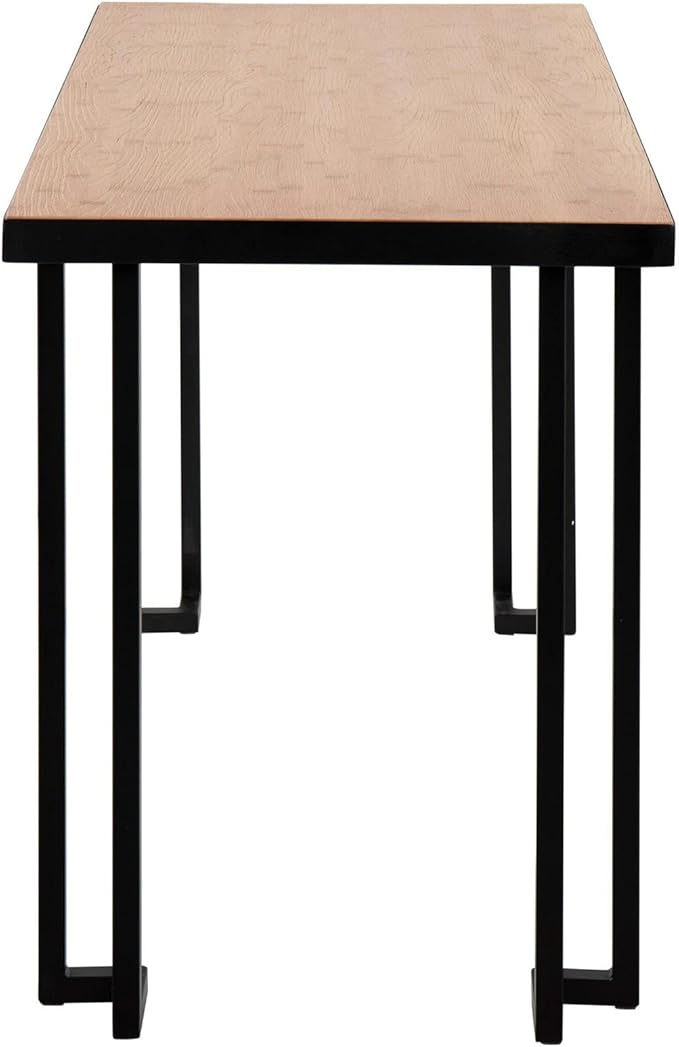 LumiSource Roman Natural Wood Desk Home Office Desk Computer Desk Black Desk Small Desk for Bedroom Gaming Desk Contemporary Desk
