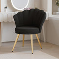 Velvet Accent Chair with Gold Metal Legs Vanity Chair for Makeup Room Upholstered Guest Chair for Living Room for Bedroom Black