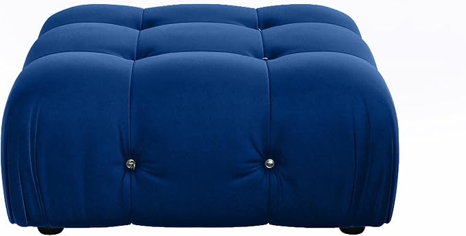 Modern Velvet Sectional Sofa L Shape Minimalist Modular 4-Seater Sofa for Living Room Office Apartment (Ottoman/Blue)