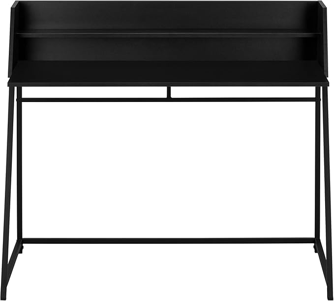 Computer Desk Home Office Laptop Storage Shelves 48 l Work Black Laminate Black Metal Contemporary Modern