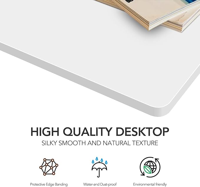 Whole-Piece Particle Board Table Top for Standing Desk and Home Office Desk DIY 55x28x1 Inch White Desk Top