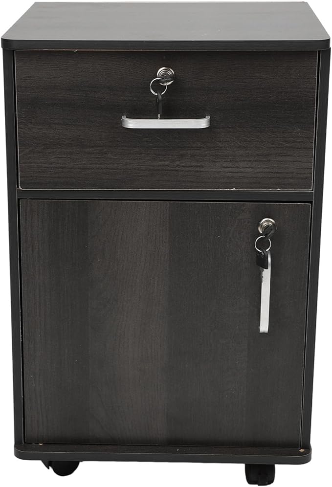 Under Desk Mobile File Cabinet Enhanced Safety Multiple Drawers Mobile File Cabinet for Home (Walnut Color)
