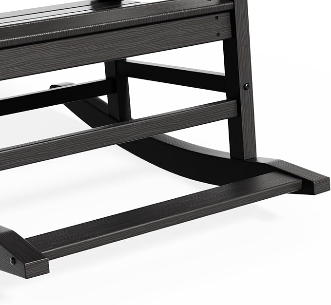 Rocking Chair Outdoor Rocking Chair for Adults HDPE Outdoor Chairs with Footboard All Weather Resistant Porch Rocker Black