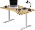 Progressive Desk Stand Up Electric Standing Desk Compact Home Office Table White Frame and Light Bamboo Ergo-Cut Tabletop Prime Ryzer 48 x 30