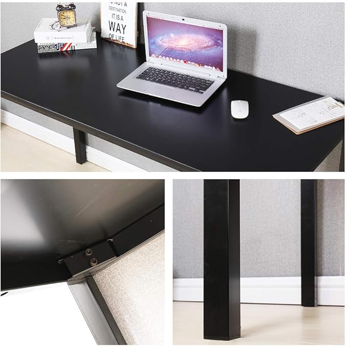 DlandHome 47 inch Computer Desk Home Office Table Writing Desk Study Table Gaming Desk Workstation Black