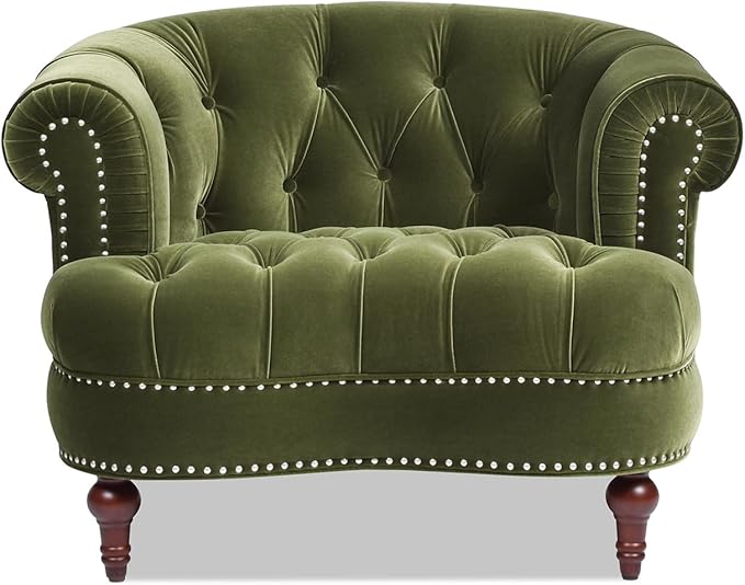 Jennifer Taylor Home La Rosa Victorian Tufted Upholstered Accent Chair Olive Green Performance Velvet