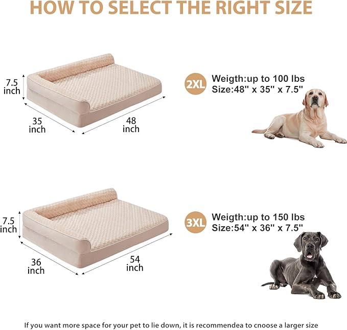 BFPETHOME Orthopedic Dog Beds for Large Dogs-Waterproof Sofa Dog Bed with Removable Washable Cover Large Pet Bed with Waterproof Lining and Nonskid BottomPet Bed for Dogs