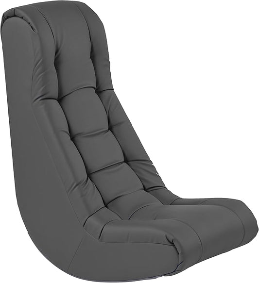 FDP Tufted Floor Rocker for Kids Teens and Adults Comfortable Ergonomic Chair for Reading Playing Video Games or Watching TV - Dark Gray 10488-DG