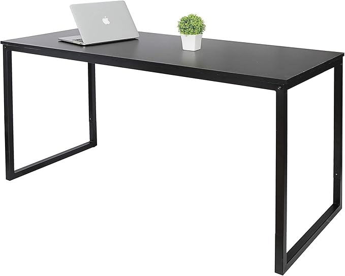 Computer Desk 47 Inches Wooden Simple Modern Sturdy Home Office Desk PC Laptop Notebook Study Student Writing Table for Home Office Workstation Easy to Assemble Black
