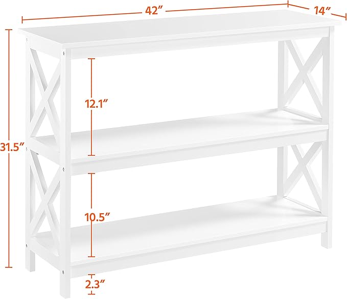 Yaheetech Television Stands &amp Entertainment Centers with 3 Tier Storage Shelf TV Stand for Living Room White