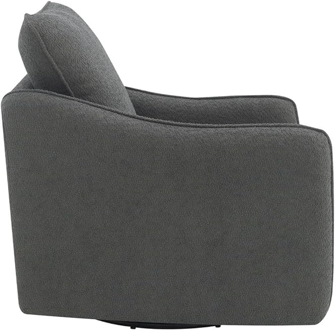 Pemberly Row Fabric Upholstered Swivel Glider Chair Charcoal Gray Bouclé 36 H x 31 W x 33.5 D Foam Seat and Back Cushions Contemporary Accent Chair for Living Room