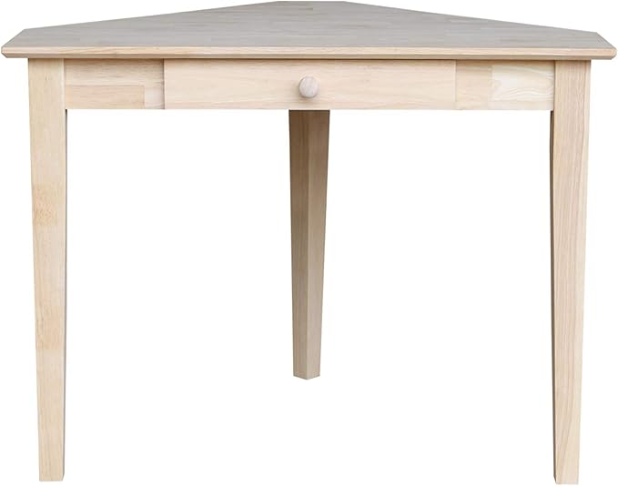 IC International Concepts Corner Computer Desk Solid Real Wood Sturdy Parawood DIY Paint/Stain Ready Unfinished