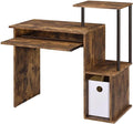 Rectangular Weathered Oak &amp Black Finish Computer Desk with Storage - 16x37x34 Inch Modern Desk for Living Room Home Office and Study