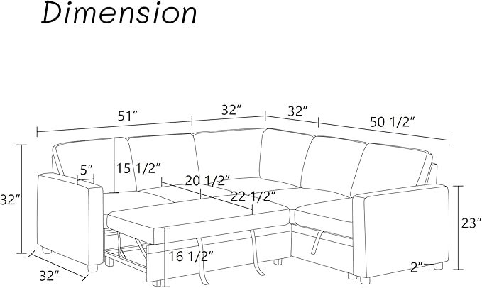 Sectional Sleeper Sofa with Pull Out Bed L Shaped Pull Out Couch with Storage Chaise 5 Seats Convertible Couch Bed for Apartment Living Room Dark Gray