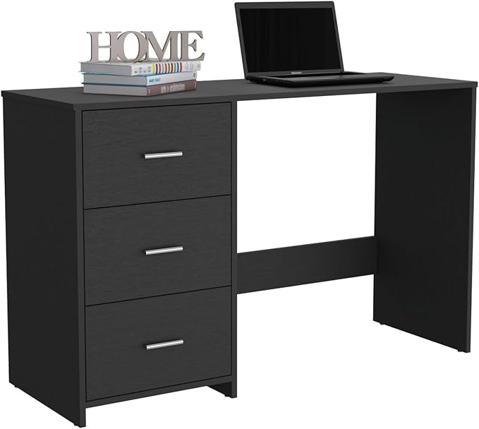Penau Writing Desk with 3 Drawers Black Classic Design 47 W x 16.5 D Ideal for Home Office and Remote Learning