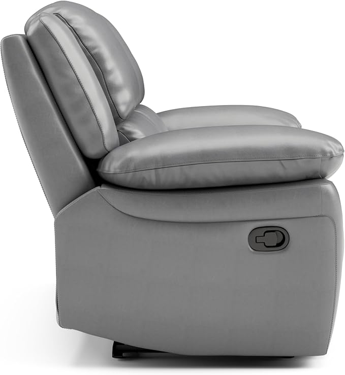 Furniture of America Sorin Modern Leather Recliner Loveseat with Pillow Armrests and High Density Foam Reclining Sofa Comfortable Couch for Living Room Office FSC Certified Dark Gray