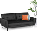 60 Loveseat Sofa for Living Room Mid Century Mini Black Couch Tufted Leather Love Seat Furniture Comfy Office 2 Seat Small Couches for Small Spaces Bedroom Apartment