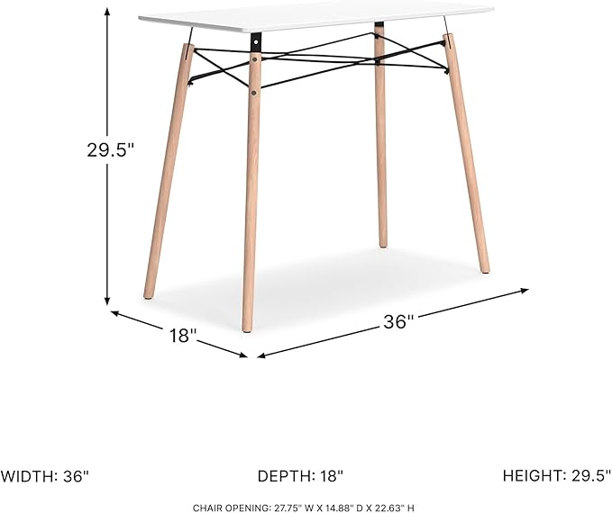 Signature Design by Ashley Jaspeni Industrial Home Office Desk Painted White Top Black Metal Framework Wood 36 W x 18 D x 29.75 H White &amp Light Brown