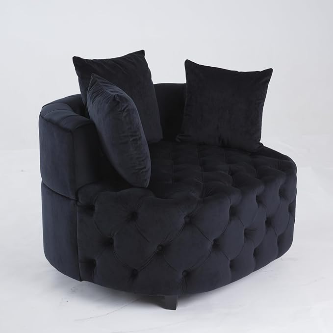 Oversized Accent Chair for Living Room &amp Bedroom Barrel Chair Large Velvet Chair Sofa Lounge Chair Leisure Club Upholstered Armchair with 3 Pillows &amp Wood Legs