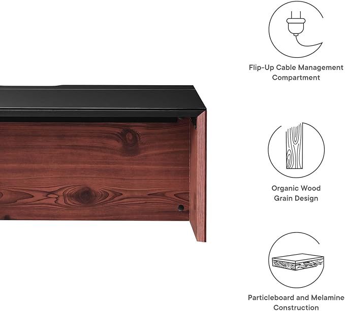Modway EEI-6206-BLK-CHE Kinetic 38 Wall-Mount Office Desk Black Cherry