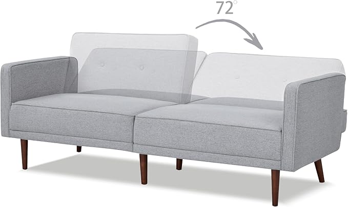 Artdeco Home Convertible Sofa Bed with 3 Level of Adjustability 76 W Mid-Century Style Soft 100% Polyester Fabric Sleeper Sofa for Small Space Living Room and Apartment(Moon Light)