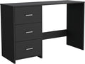 Black Writing Desk with 3 Drawers - Compact Home Office Computer Desk47 W x 16.5 D top Surface Desk