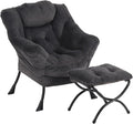 Lazy Chair with Ottoman Modern Accent Chair with Armrests and a Side Pocket Plush Navy Accent Chairs Reading Chairs Oversized Armchairs for Bedroom Study Living Room Courtyard
