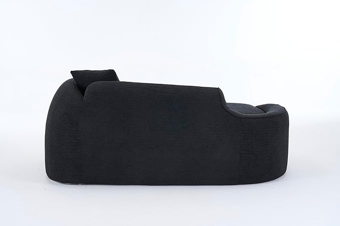 DEINPPA Modern Chaise Lounge with Pillow Chenille Comfy Cloud Couch for Living Room Bedroom Apartment No Assembly Needed-Black | Lasting Support