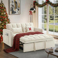 3 In 1 Velvet Convertible Sofa Bed Pull Out Couch Bed with Reclining Backrest And 2 Pillows 54 Full Size Loveseat Sleeper Sofa Futon Couch Bed Couches For Small Spaces Living Room (White)