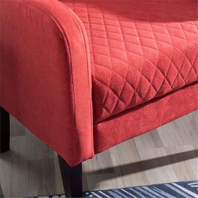 Linon Paulo Upholstered Wingback Accent Chair with Quilted Back &amp Seat in Rust