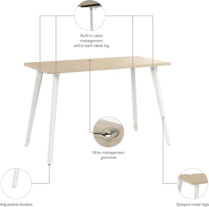 Bush Business Furniture Computer Desk 48 Inch Gaming Table for Home Office Commercial-Grade with Splayed Metal Legs Vista Collection Modern Beige/White
