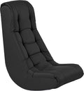 Factory Direct Partners Soft Tufted Floor Rocker - Cushioned Ground Chair for Kids Teens and Adults - Great for Reading Gaming Meditating TV - Black 10488-BK