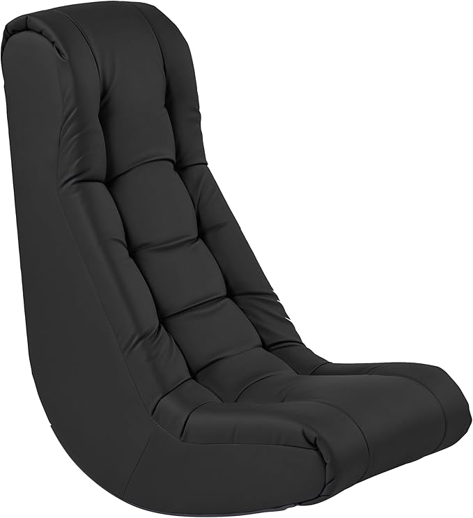 Factory Direct Partners Soft Tufted Floor Rocker - Cushioned Ground Chair for Kids Teens and Adults - Great for Reading Gaming Meditating TV - Black 10488-BK