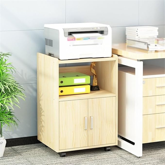 File Cabinets Removable Office Shelf Printer Shelf Filing Cabinet Multi-Tier Storage Shelf with Door Desk Side Cabinet File Storage Cabinets(Natural)