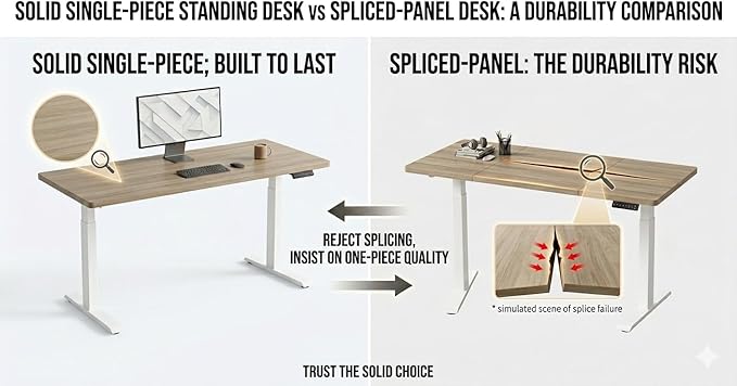 FEZIBO One-Piece Standing Desk Adjustable Height Stand up Home Office Desk 48x24 Inch Electric Standing Computer Desk with 4 Memory Presets Headphone Hook Maple