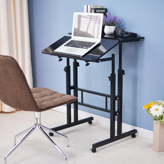 soges Adjustable Stand Up Desk Computer Desk Workstation Sit-Stand Desktop Standing Desk Black 101-BK
