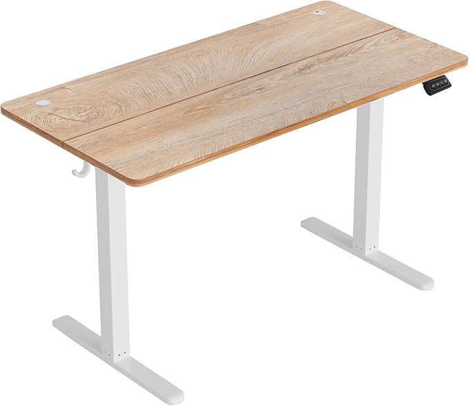 CubiCubi Height Adjustable Electric Standing Desk 48 x 24 Inches Stand Up Table Sit Stand Home Office Desk with Splice Board Maple