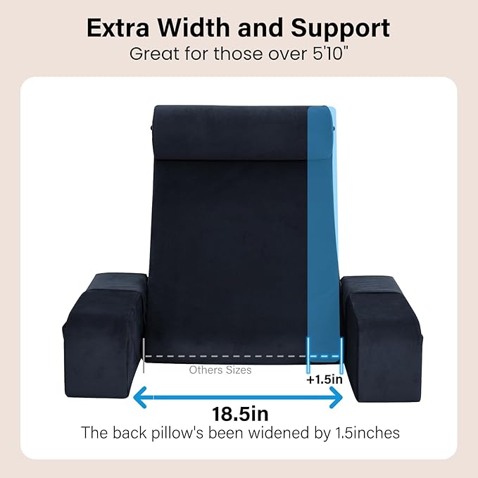 ENITYA Reading Pillow for Sitting in Bed Adult 21 Large Back Pillow for Sitting up Bed Rest Pillows for Reclining/Watching TV/Reading/Gaming/Resting in Couch or Floor Black