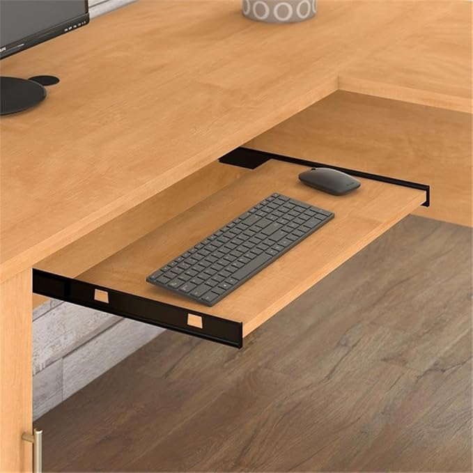 Bush Furniture 60-inch L Shaped Desk with Storage Spacious Corner Computer Table for Home Office Somerset Collection Maple Cross