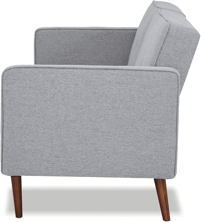 Artdeco Home Convertible Sofa Bed with 3 Level of Adjustability 76 W Mid-Century Style Soft 100% Polyester Fabric Sleeper Sofa for Small Space Living Room and Apartment(Moon Light)