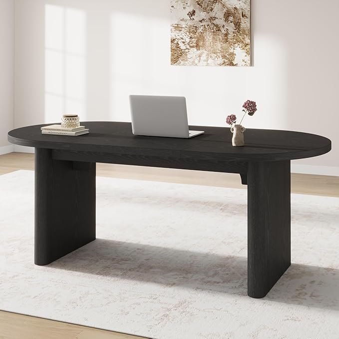 GAOMON 70.8 Inch Oval Computer Desk Long Large Executive Desk Wooden Home Office Desk Writing Table Computer Table Workstation for Home Office