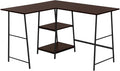 Monarch Specialties 7590 Computer Desk Home Office Corner Storage Shelves 48 Shape Work Laptop Metal Laminate Brown Contemporary Modern Desk-48 Top 42L x 47.25W x 30H ESPRESSO/BLACK